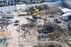 Construction site outdoor Aerial top view